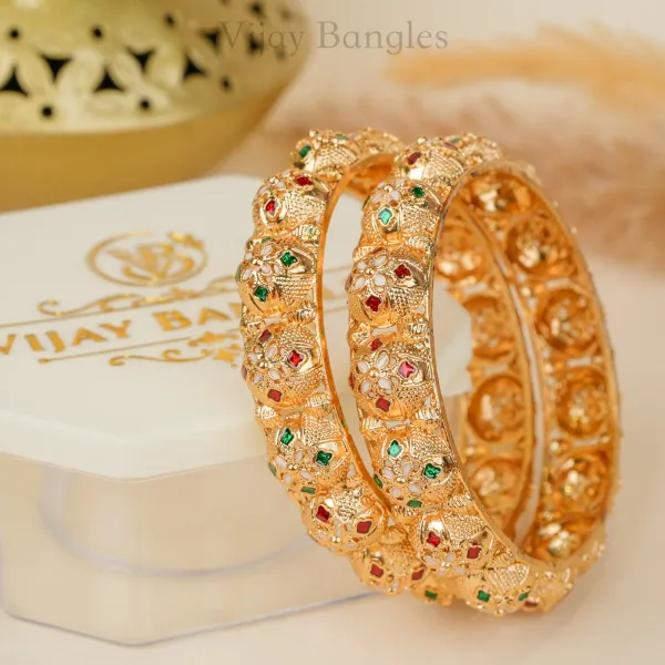 Gold_Copper_Floral_Stone_Accent_Bangles_For_Women_Set_Of_2