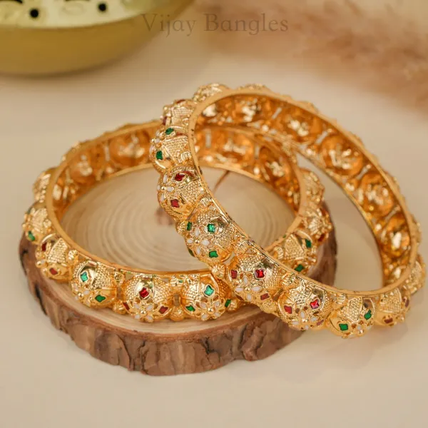 Gold_Copper_Floral_Stone_Accent_Bangles_For_Women_Set_Of_2