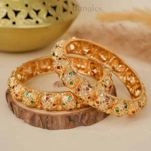 Gold_Copper_Floral_Stone_Accent_Bangles_For_Women_Set_Of_2