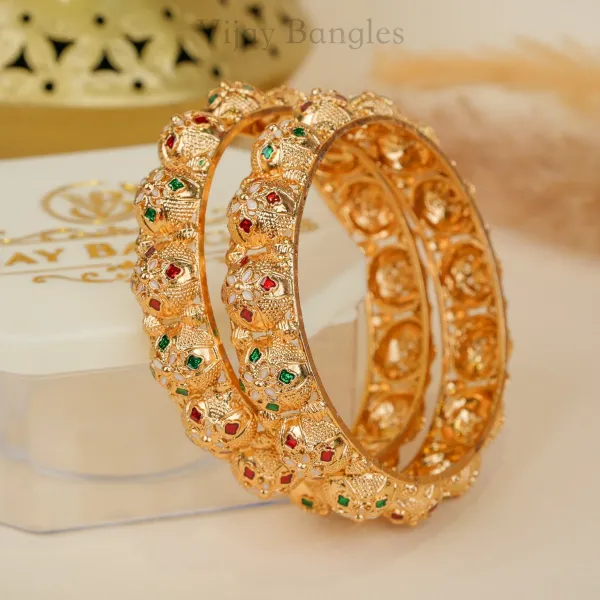 Gold_Copper_Floral_Stone_Accent_Bangles_For_Women_Set_Of_2