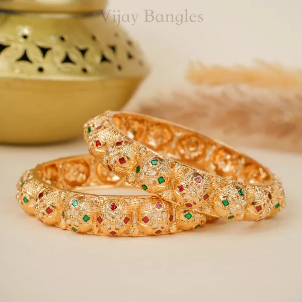 Gold_Copper_Floral_Stone_Accent_Bangles_For_Women_Set_Of_2