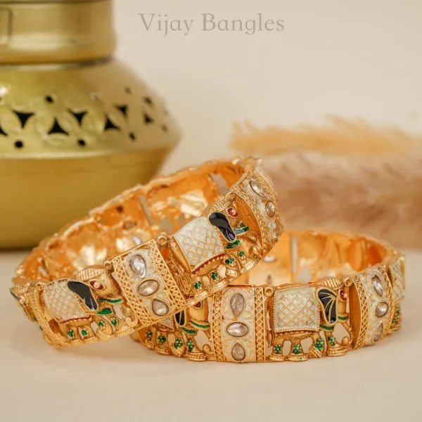 Gold_Brass_Alloy_Elephant_Kundan_Meenakari_Bangles_For_Women_Set_Of_2
