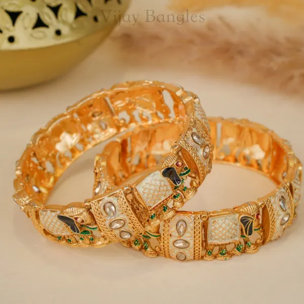 Gold_Brass_Alloy_Elephant_Kundan_Meenakari_Bangles_For_Women_Set_Of_2