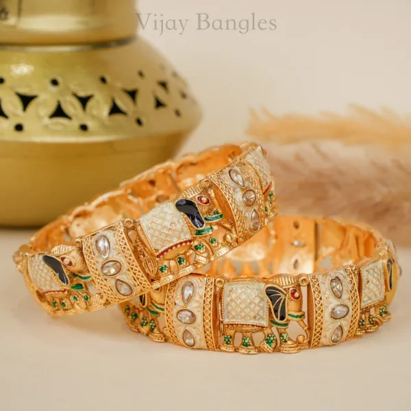 Gold_Brass_Alloy_Elephant_Kundan_Meenakari_Bangles_For_Women_Set_Of_2