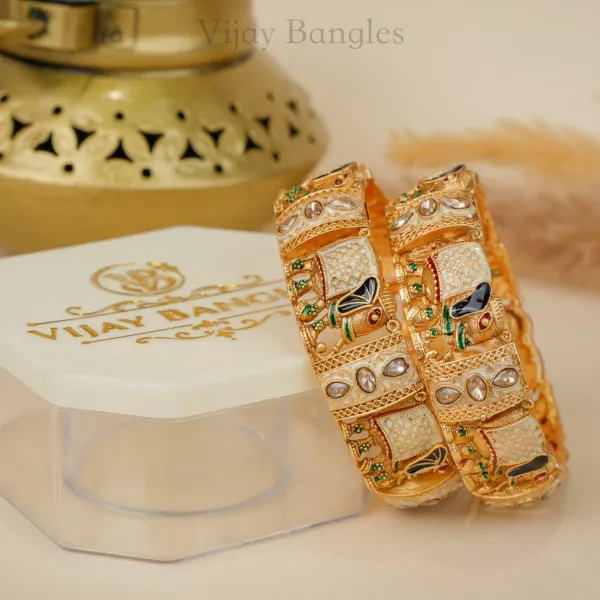 Gold_Brass_Alloy_Elephant_Kundan_Meenakari_Bangles_For_Women_Set_Of_2