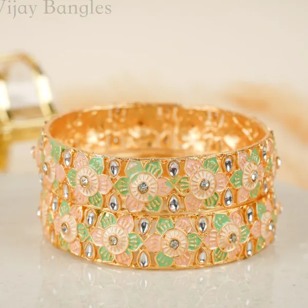 Gold_Brass_Alloy_Pastel_Floral_Kundan_Meenakari_Bangles_For_Women_Set_Of_2