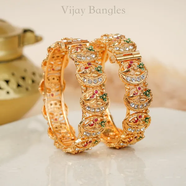 Gold_Copper_Peacock_Kalash_Enamel_Stone_Bangles_For_Women_Set_Of_2