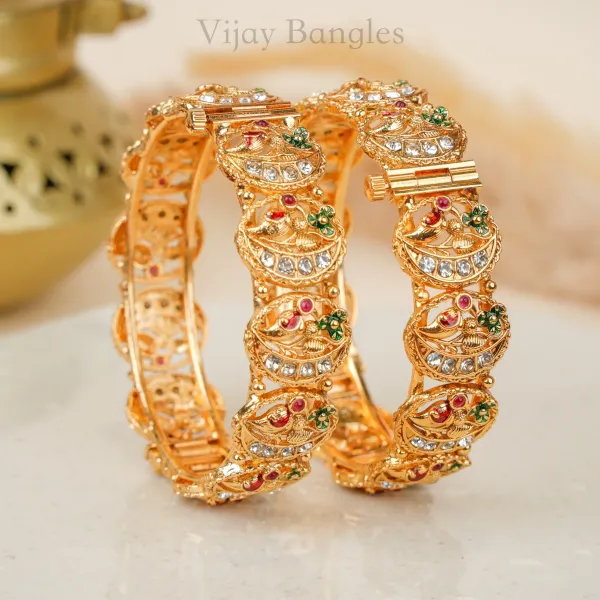 Gold_Copper_Peacock_Kalash_Enamel_Stone_Bangles_For_Women_Set_Of_2