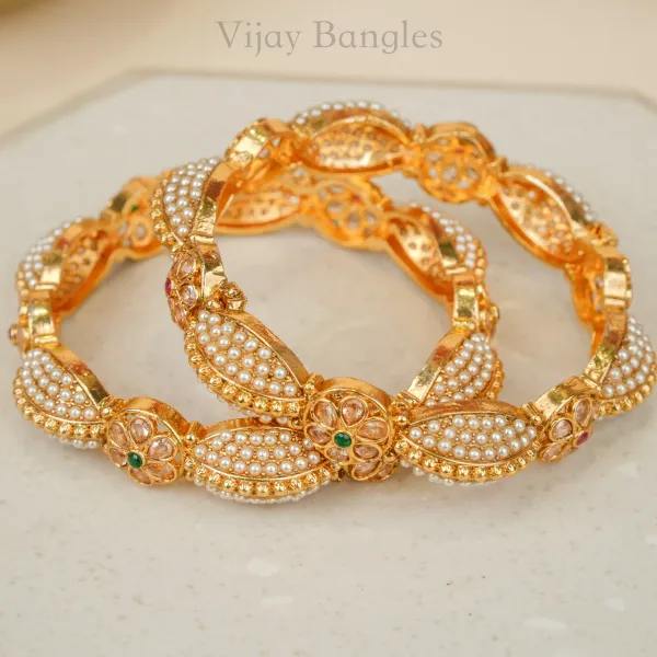 Gold_Copper_Pearl_Leaf_Floral_Stone_Bangles_For_Women_Set_Of_2