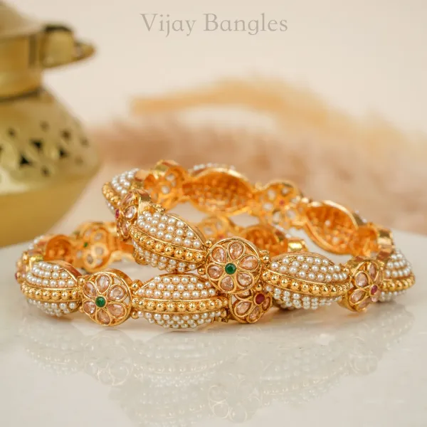Gold_Copper_Pearl_Leaf_Floral_Stone_Bangles_For_Women_Set_Of_2