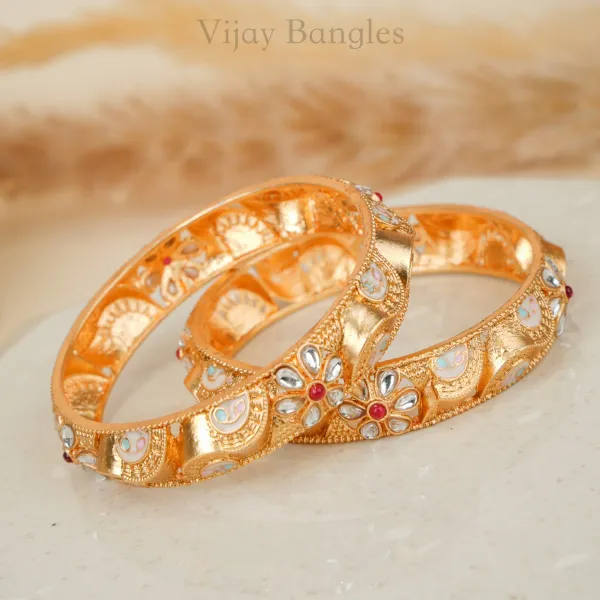 Gold_Copper_Pastel_Meenakari_Floral_Stone_Bangles_For_Women_Set_Of_2