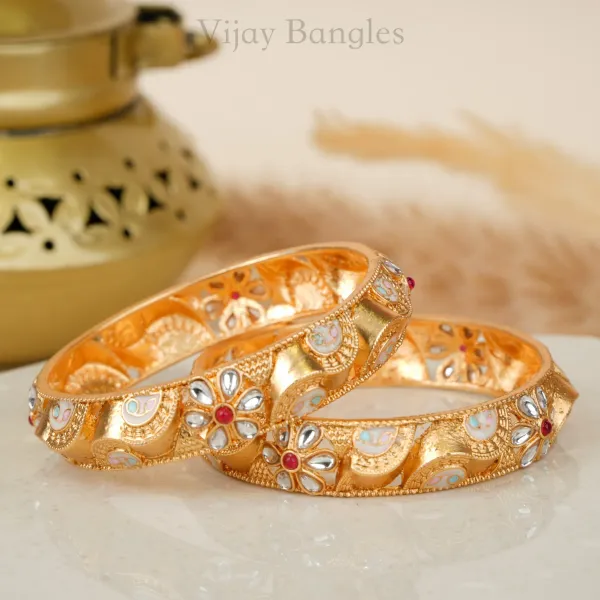 Gold_Copper_Pastel_Meenakari_Floral_Stone_Bangles_For_Women_Set_Of_2
