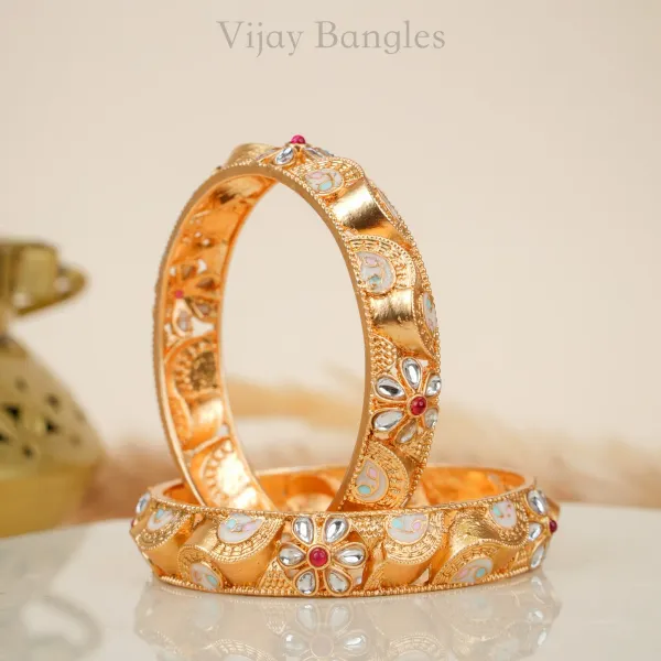 Gold_Copper_Pastel_Meenakari_Floral_Stone_Bangles_For_Women_Set_Of_2