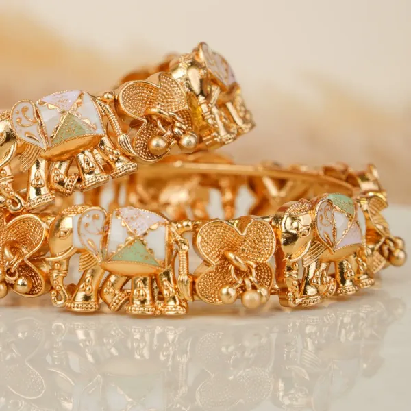 Gold_Copper_Elephant_Charm_Enamel_Floral_Bangles_For_Women_Set_Of_2