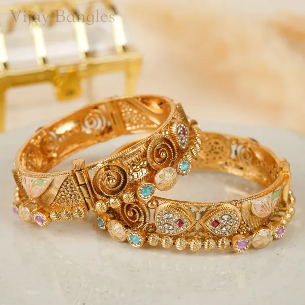 Gold_Copper_Kundan_Meenakari_Traditional_Bangles_For_Women_Set_Of_2