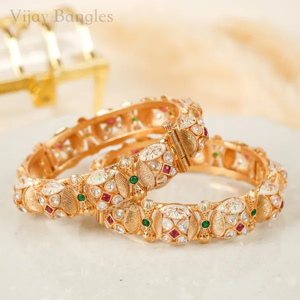Gold_Copper_Enamel_Kundan_Kada_Bangles_For_Women_Set_Of_2