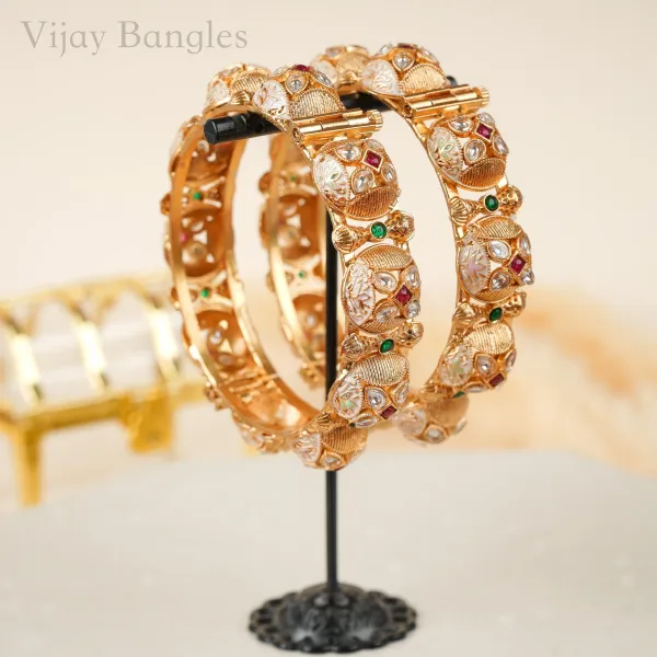 Gold_Copper_Enamel_Kundan_Kada_Bangles_For_Women_Set_Of_2