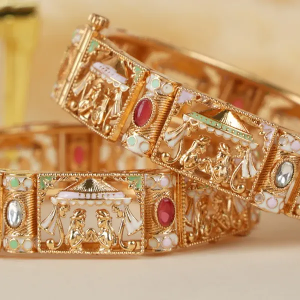 Gold_Copper_Raja_Rani_Jharokha_Motif_Bangles_For_Women_Set_Of_2