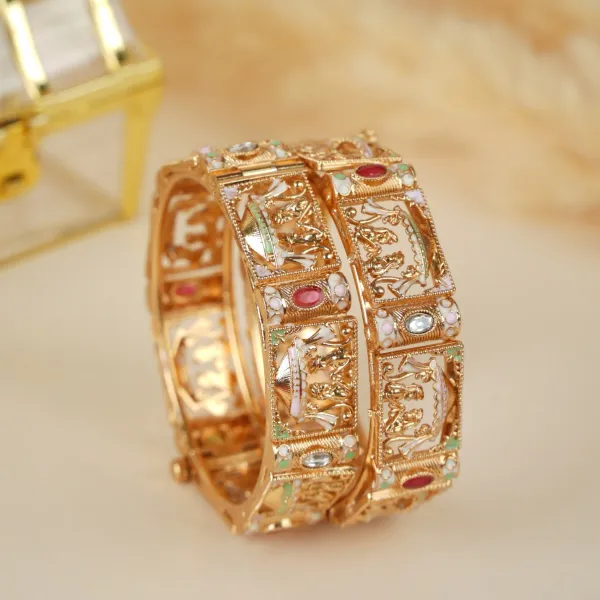 Gold_Copper_Raja_Rani_Jharokha_Motif_Bangles_For_Women_Set_Of_2