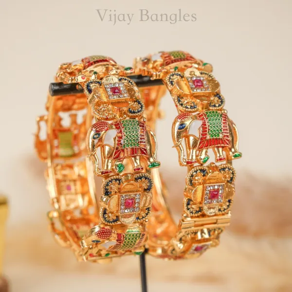 Gold_Copper_Elephant_Meenakari_Handcrafted_Bangles_For_Women_Set_Of_2