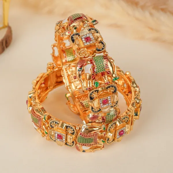 Gold_Copper_Elephant_Meenakari_Handcrafted_Bangles_For_Women_Set_Of_2