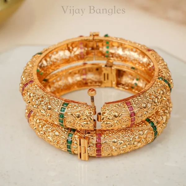 Gold_Copper_Nakashi_Engraved_Ruby_Emerald_Stone_Bangles_For_Women_Set_Of_2