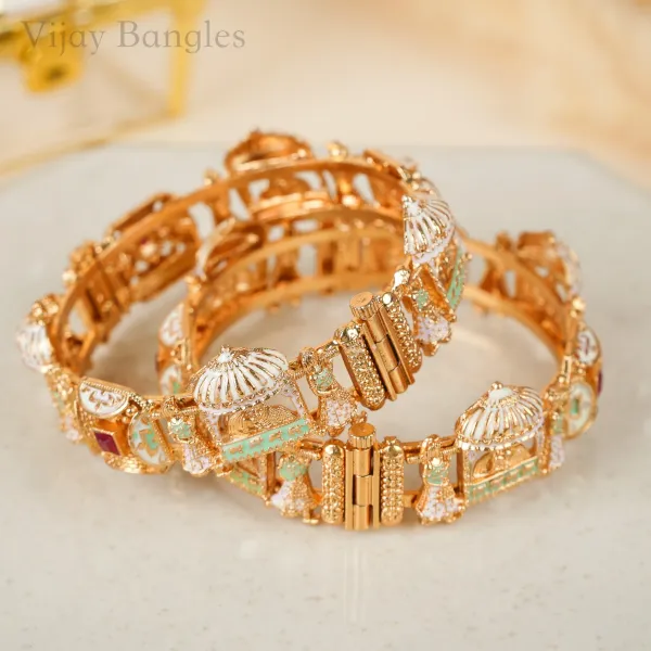 Gold_Copper_Jharokha_Palace_Enamel_Rajwadi_Bangles_For_Women_Set_Of_2