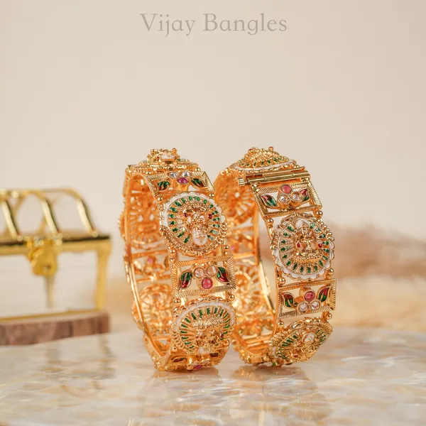 Gold_Copper_Lakshmi_Meenakari_Temple_Bangles_For_Women_Set_Of_2