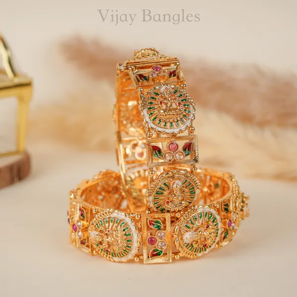 Gold_Copper_Lakshmi_Meenakari_Temple_Bangles_For_Women_Set_Of_2