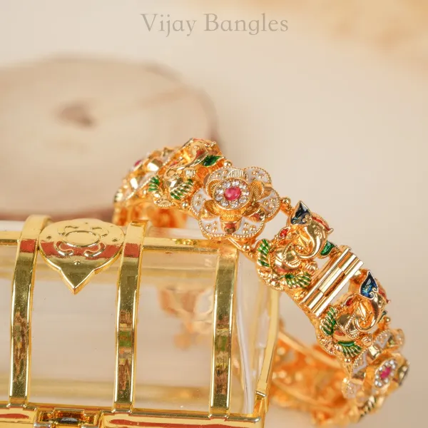 Gold_Copper_Ganesha_Meenakari_Stone_Festive_Bangles_For_Women_Set_Of_2