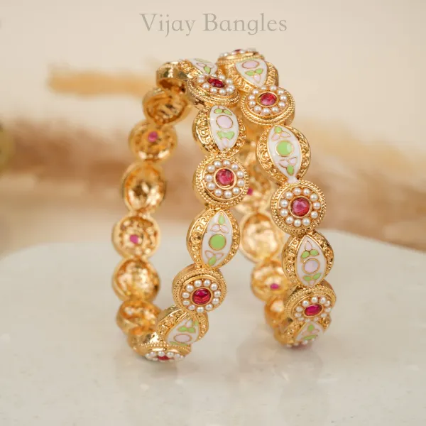 Gold_Copper_Pastel_Meenakari_Enamel_Pearl_Bangles_For_Women_Set_Of_2