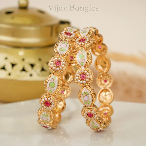 Gold_Copper_Pastel_Meenakari_Enamel_Pearl_Bangles_For_Women_Set_Of_2