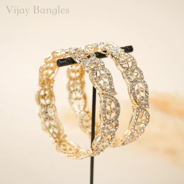 Gold_And_White_Brass_Alloy_Filigree_American_Diamond_Bangles_For_Women_Set_Of_2