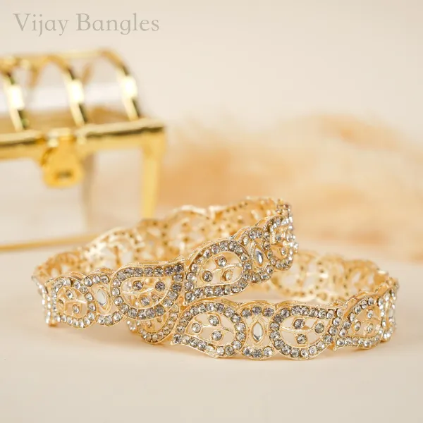 Gold_And_White_Brass_Alloy_Filigree_American_Diamond_Bangles_For_Women_Set_Of_2