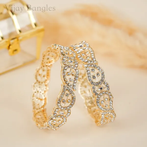 Gold_And_White_Brass_Alloy_Filigree_American_Diamond_Bangles_For_Women_Set_Of_2