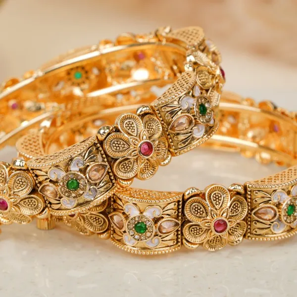 Gold_Copper_Floral_White_Meenakari_Stone_Bangles_For_Women_Set_Of_2