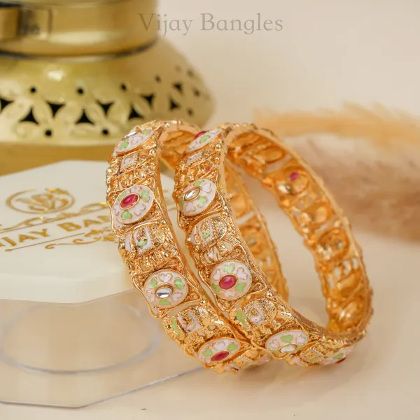 Gold_Brass_Alloy_Floral_Meenakari_Pastel_Enamel_Bangles_For_Women_Set_Of_2