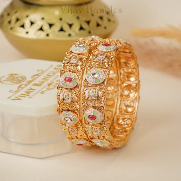 Gold_Brass_Alloy_Floral_Meenakari_Pastel_Enamel_Bangles_For_Women_Set_Of_2