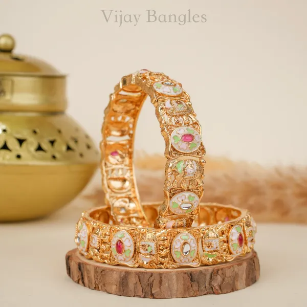 Gold_Brass_Alloy_Floral_Meenakari_Pastel_Enamel_Bangles_For_Women_Set_Of_2