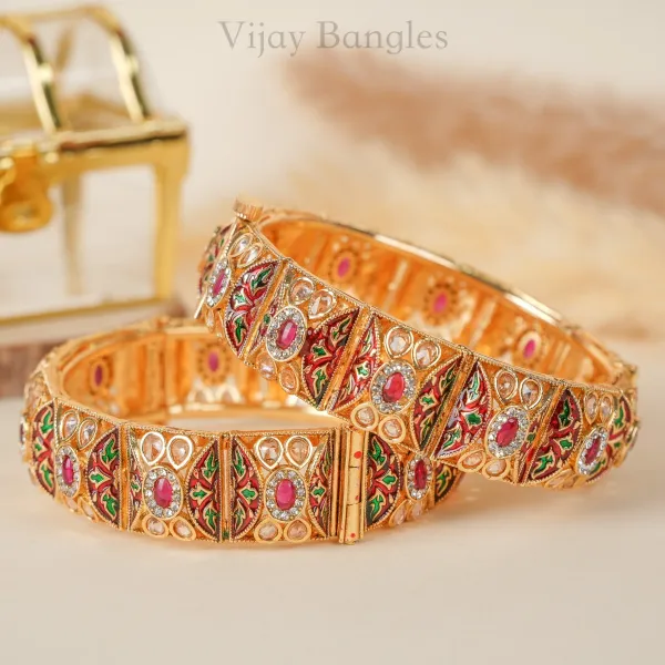Gold_Copper_Rajputana_Kundan_Meenakari_Bangles_For_Women_Set_Of_2