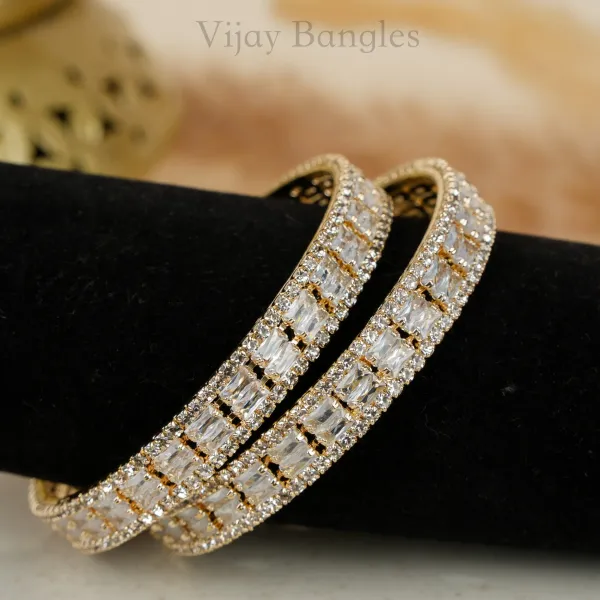 Gold_And_White_Brass_Alloy_Baguette_American_Diamond_Slim_Bangles_For_Women_Set_Of_2