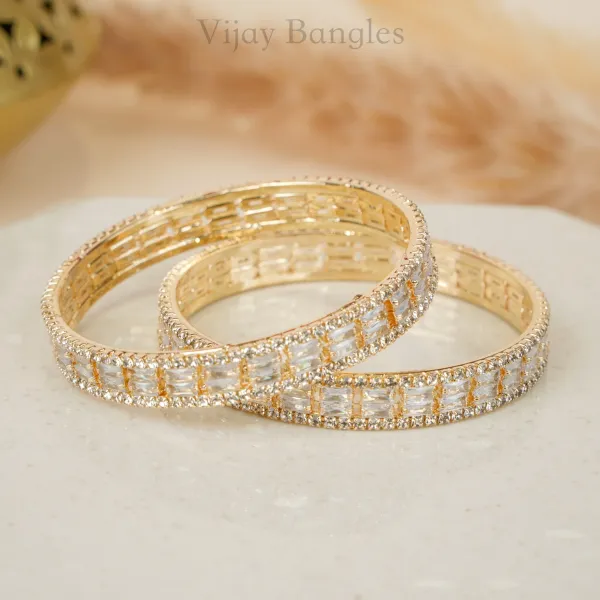 Gold_And_White_Brass_Alloy_Baguette_American_Diamond_Slim_Bangles_For_Women_Set_Of_2