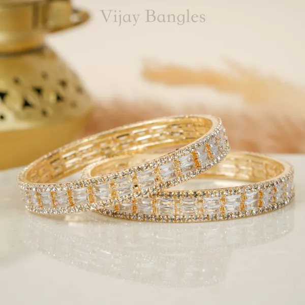Gold_And_White_Brass_Alloy_Baguette_American_Diamond_Slim_Bangles_For_Women_Set_Of_2