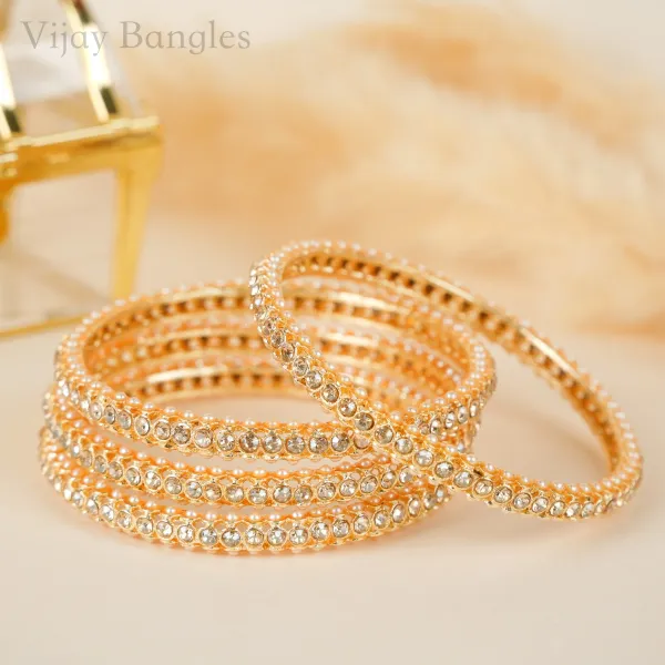 Gold_And_White_Brass_Alloy_Pearl_Bead_American_Diamond_Bangles_For_Women_Set_Of_4