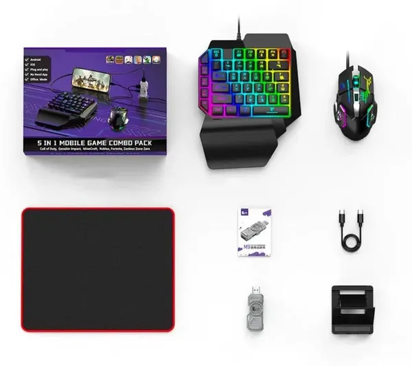 AOKO_5_in_1_One_Handed_Gaming_Keyboard_and_Mouse_Mobile_Game_Combo_Pack_Bluetooth_Standard_Gaming_Keyboard_Compatible_with_Desktop,_Laptop,_Mac_(Black)