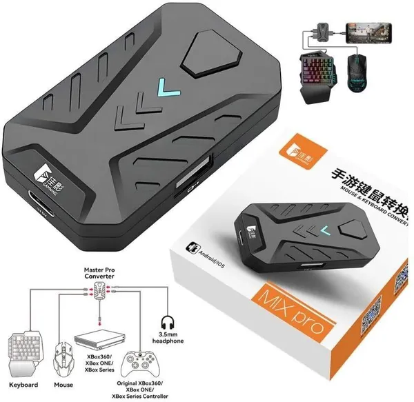 CELMEX_Gaming_Keyboard_Mouse_Converter_Adapter,_No-Delay_Performance_Bluetooth_Handheld_Gaming_Keyboard_Compatible_with_Desktop,_Laptop,_Tablet_(Multicolor)