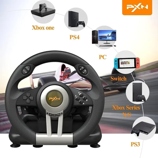Playtastic_PXN_V3_Pro_180_Degree_Universal_Game_Steering_Wheel_with_Pedals__Motion_Controller_(Black,_For_PS2,_PC,_PS3,_PS4,_Xbox)