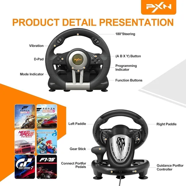 Playtastic_PXN_V3_Pro_180_Degree_Universal_Game_Steering_Wheel_with_Pedals__Motion_Controller_(Black,_For_PS2,_PC,_PS3,_PS4,_Xbox)