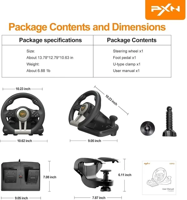 Playtastic_PXN_V3_Pro_180_Degree_Universal_Game_Steering_Wheel_with_Pedals__Motion_Controller_(Black,_For_PS2,_PC,_PS3,_PS4,_Xbox)