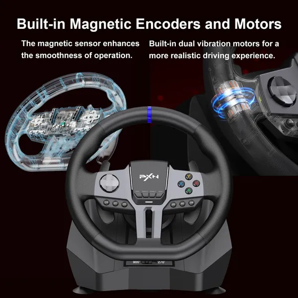 Playtastic_PXN_V9_Gen2_Universal_Game_Steering_Wheel_with_Shift_Pedals_&_6+R_Gear_Lever__Motion_Controller_(Black,_For_PS2,_PC,_PS3,_PS4,_Xbox)